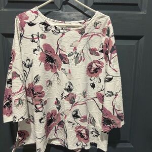 Floral Pink and Black Women's Top